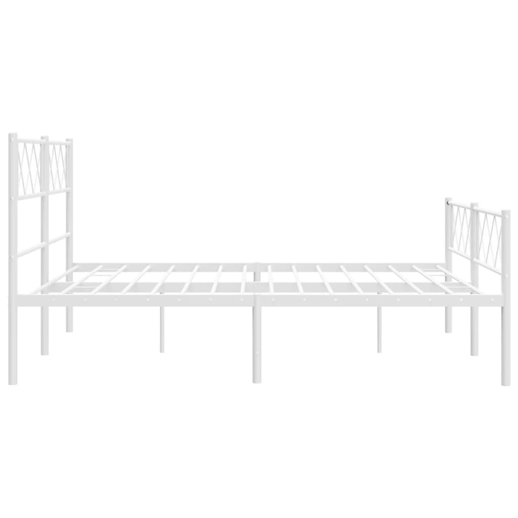 Metal Bed Frame without Mattress with Footboard White 140x200cm