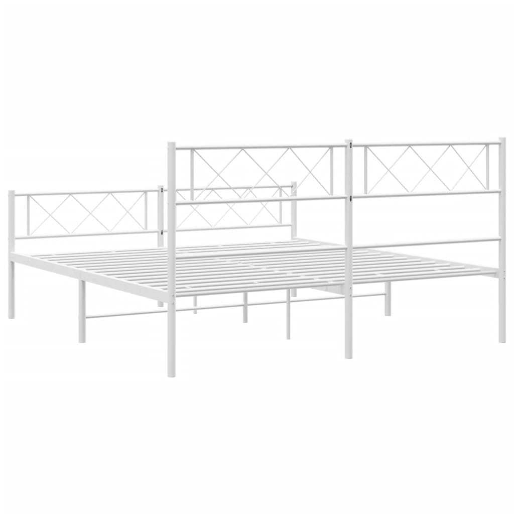 Metal Bed Frame without Mattress with Footboard White 140x200cm