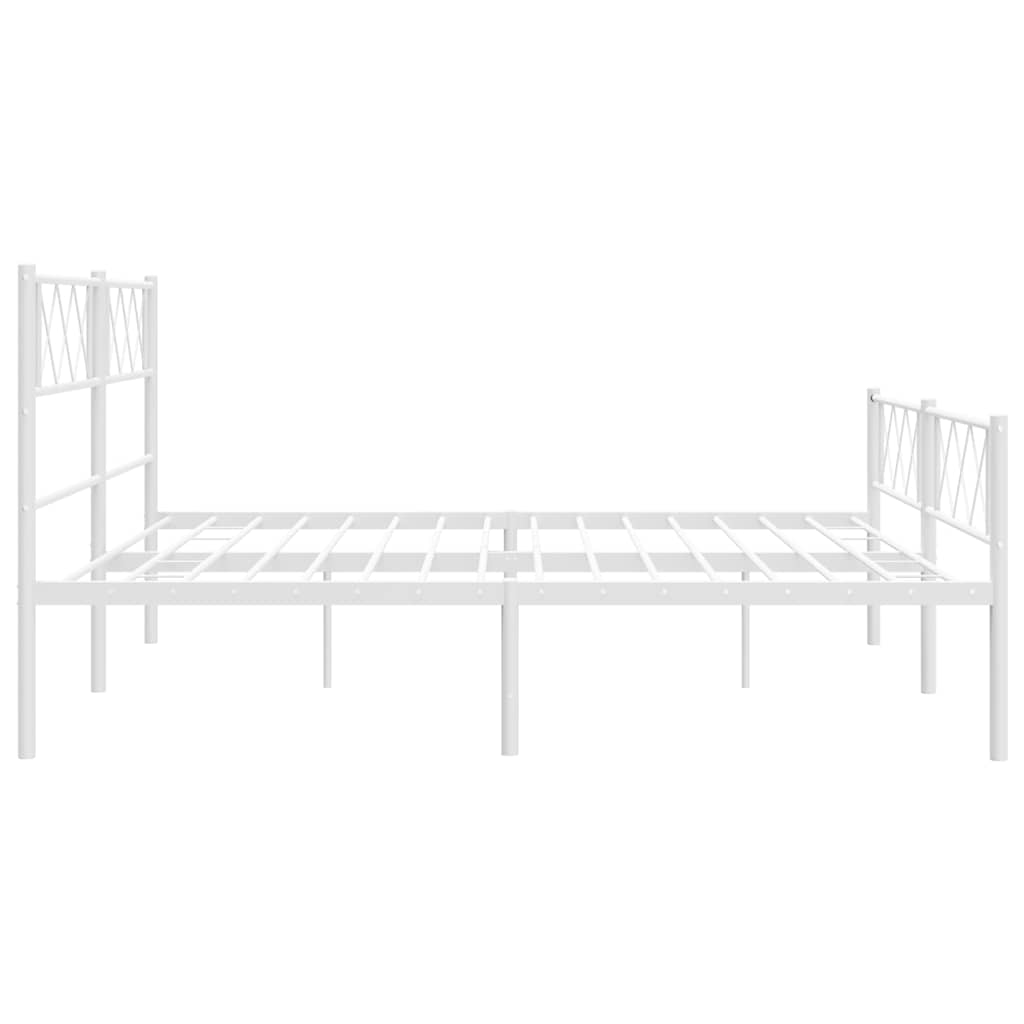 Metal Bed Frame without Mattress with Footboard White 183x213cm