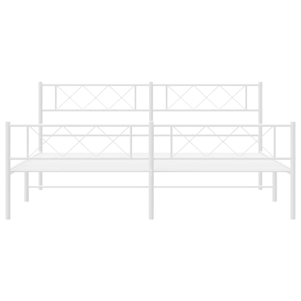 Metal Bed Frame without Mattress with Footboard White 193x203cm