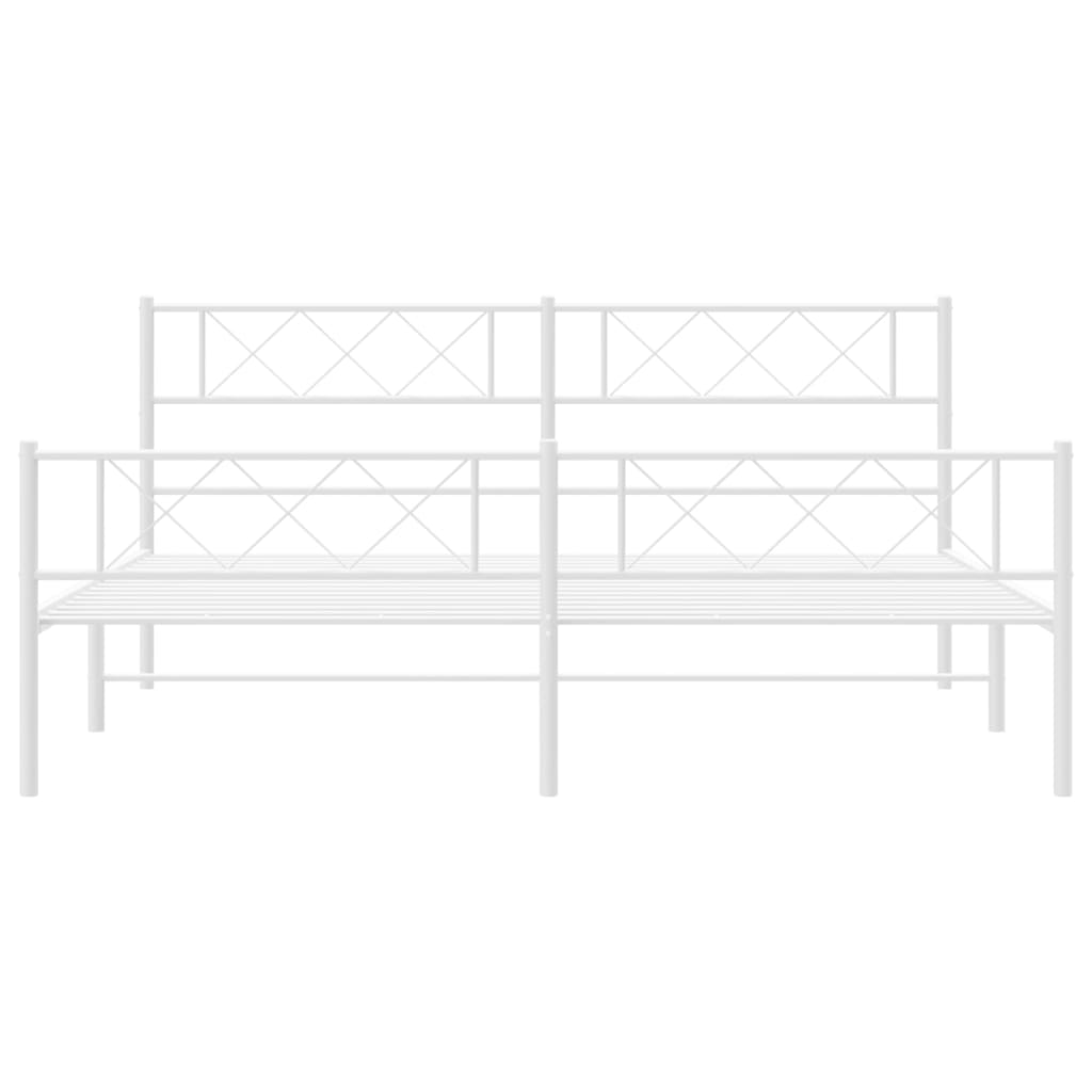 Metal Bed Frame without Mattress with Footboard White 200x200cm