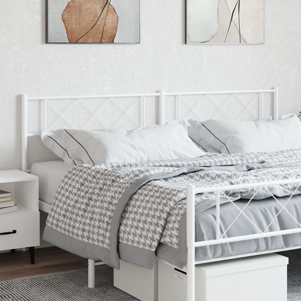 Metal Headboard White 160 cm