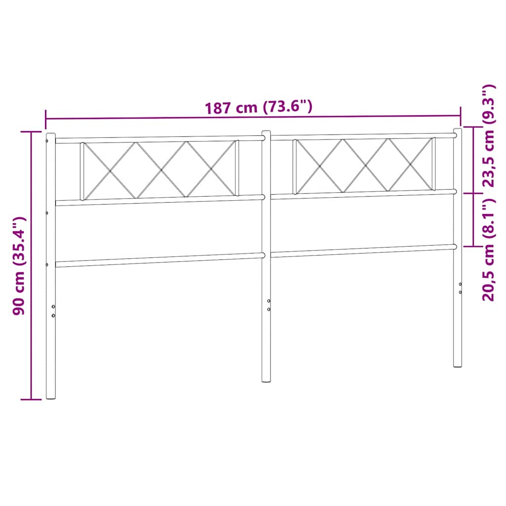 Metal Headboard White 180 cm