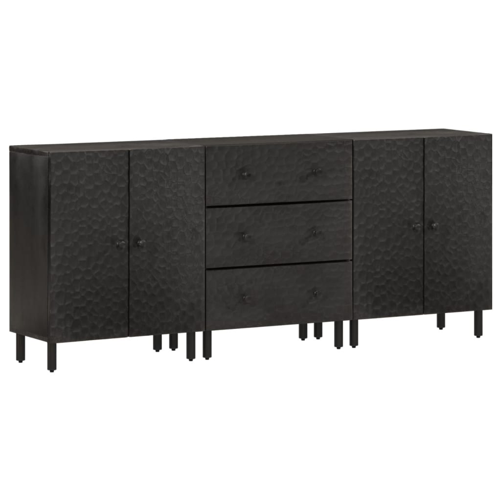 Side Cabinets 3 pcs Black 60x33x75 cm Solid Wood Mango