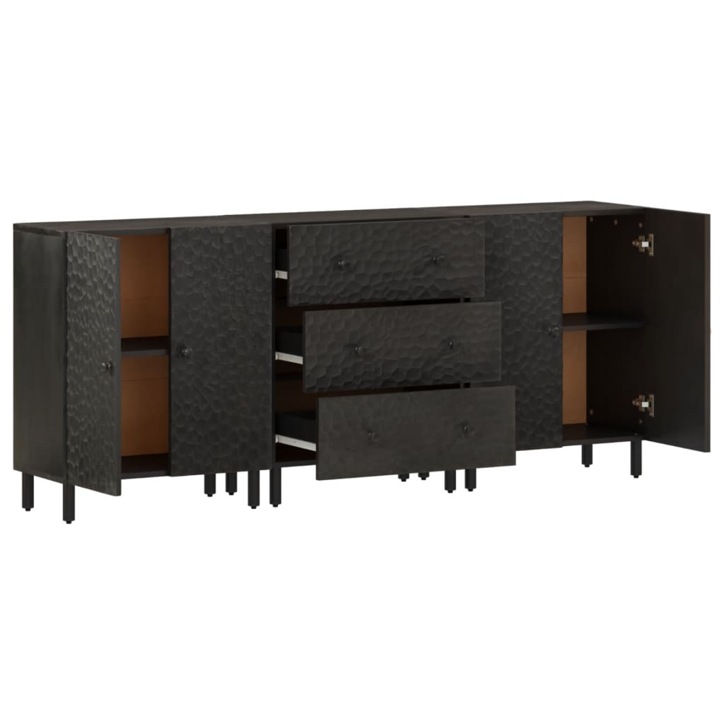 Side Cabinets 3 pcs Black 60x33x75 cm Solid Wood Mango