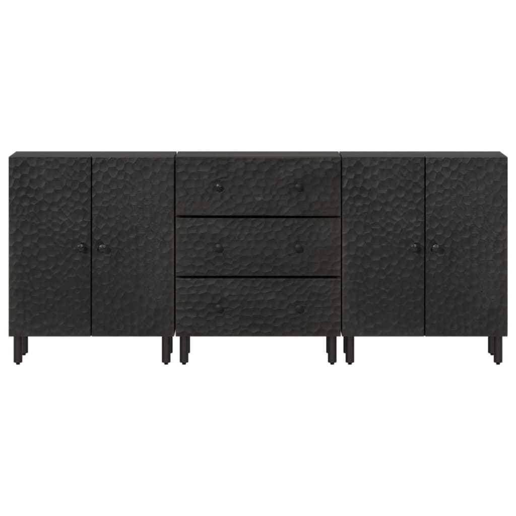 Side Cabinets 3 pcs Black 60x33x75 cm Solid Wood Mango