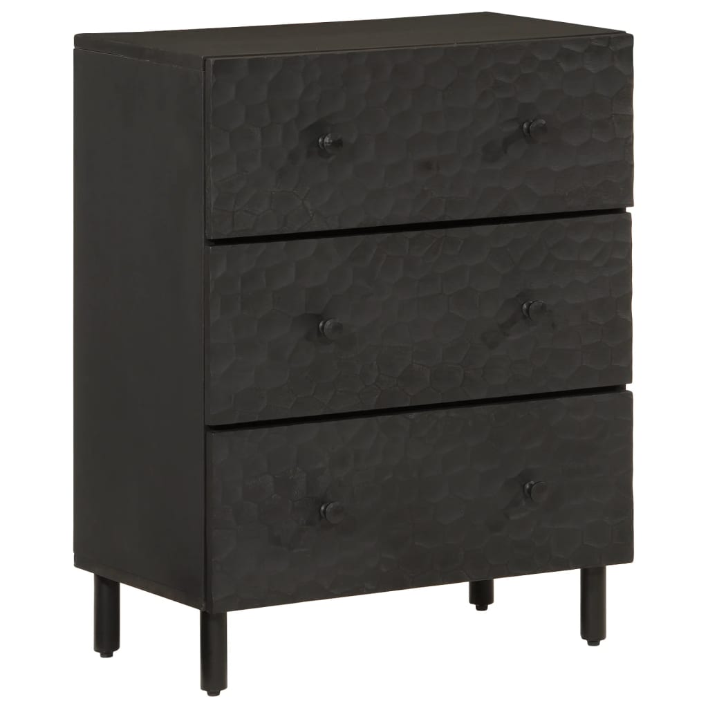 Side Cabinets 3 pcs Black 60x33x75 cm Solid Wood Mango