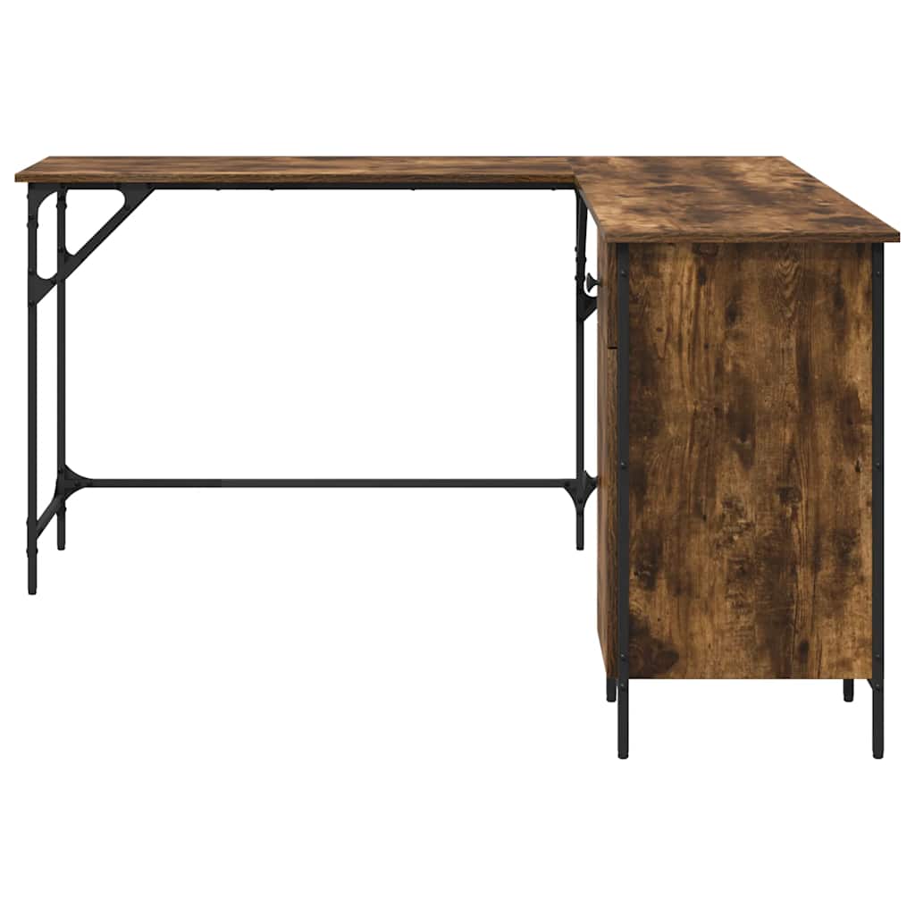 Desk Smoked Oak 141x141x75 cm Engineered Wood