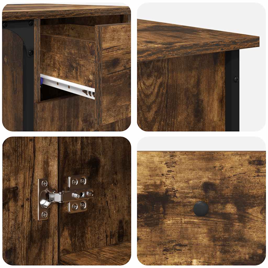 Desk Smoked Oak 141x141x75 cm Engineered Wood