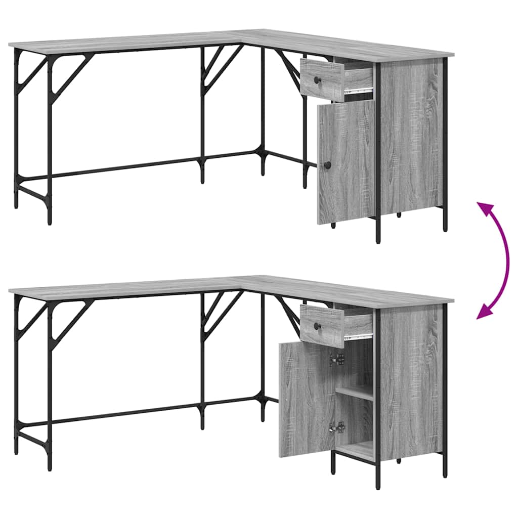 Desk Grey Sonoma 141x141x75 cm Engineered Wood