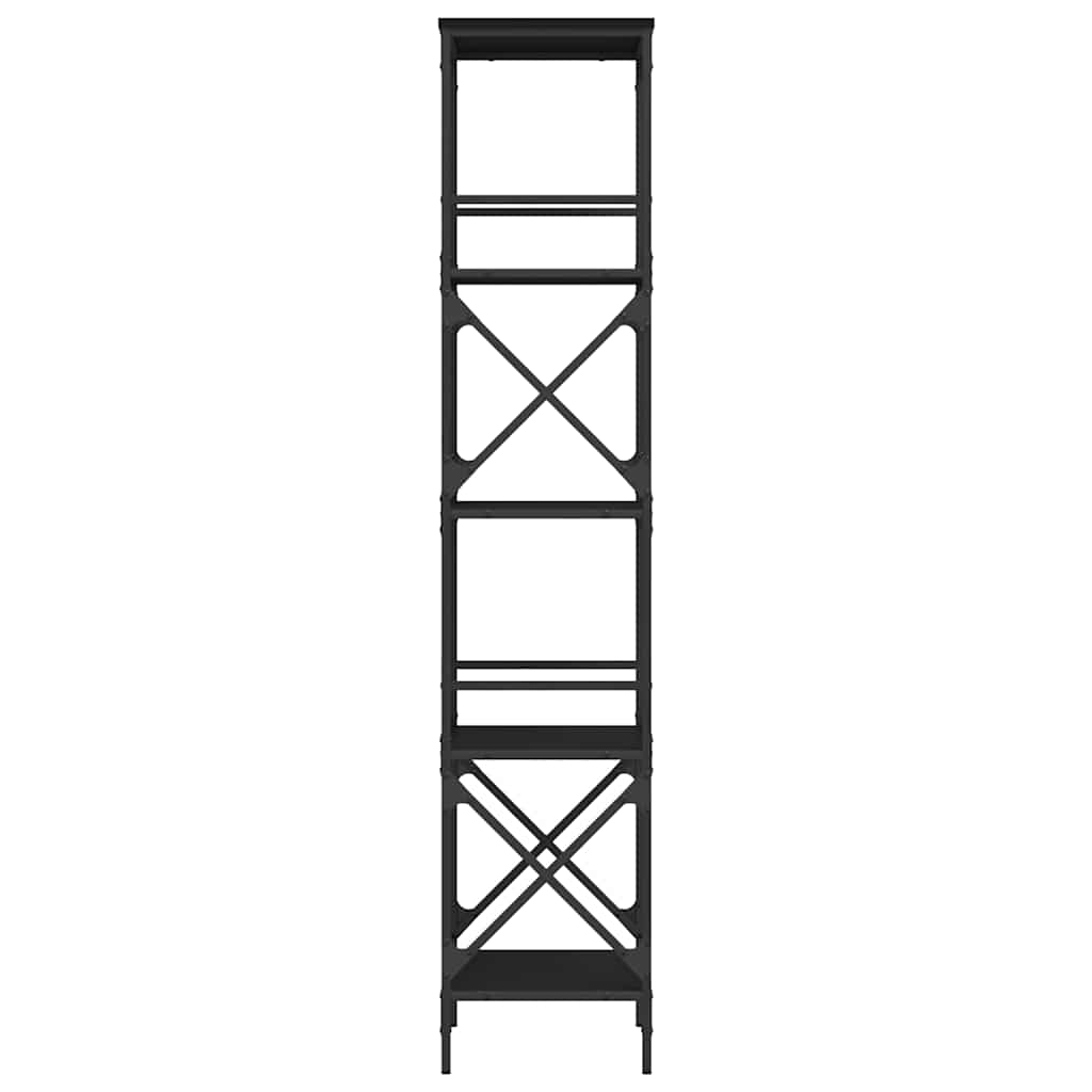 Bookcase 5-Tier Black 59x35x171 cm Engineered Wood
