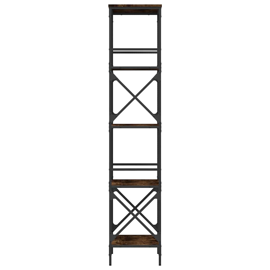 Bookcase 5-Tier Smoked Oak 59x35x171 cm Engineered Wood