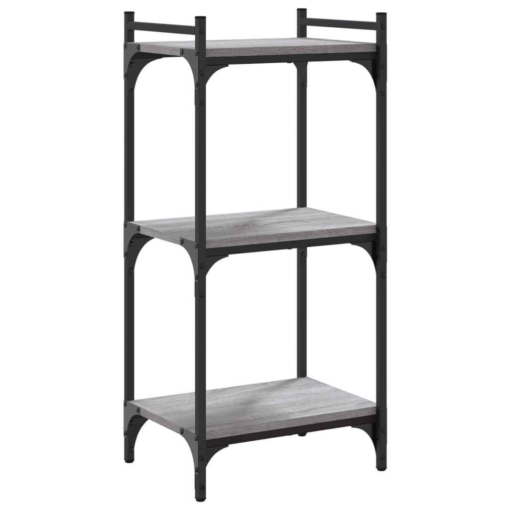 Bookcase 3-Tier Grey Sonoma 40x30x86 cm Engineered Wood