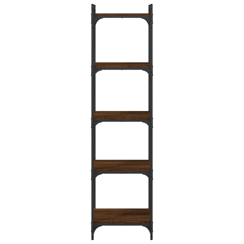 Bookcase 5-Tier Brown Oak 40x30x154 cm Engineered Wood