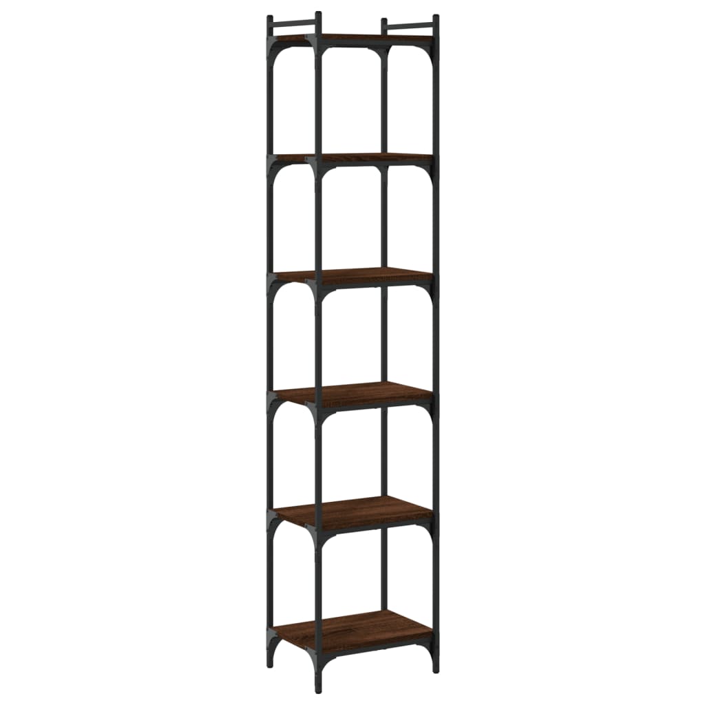 Bookcase 6-Tier Brown Oak 40x30x188 cm Engineered Wood