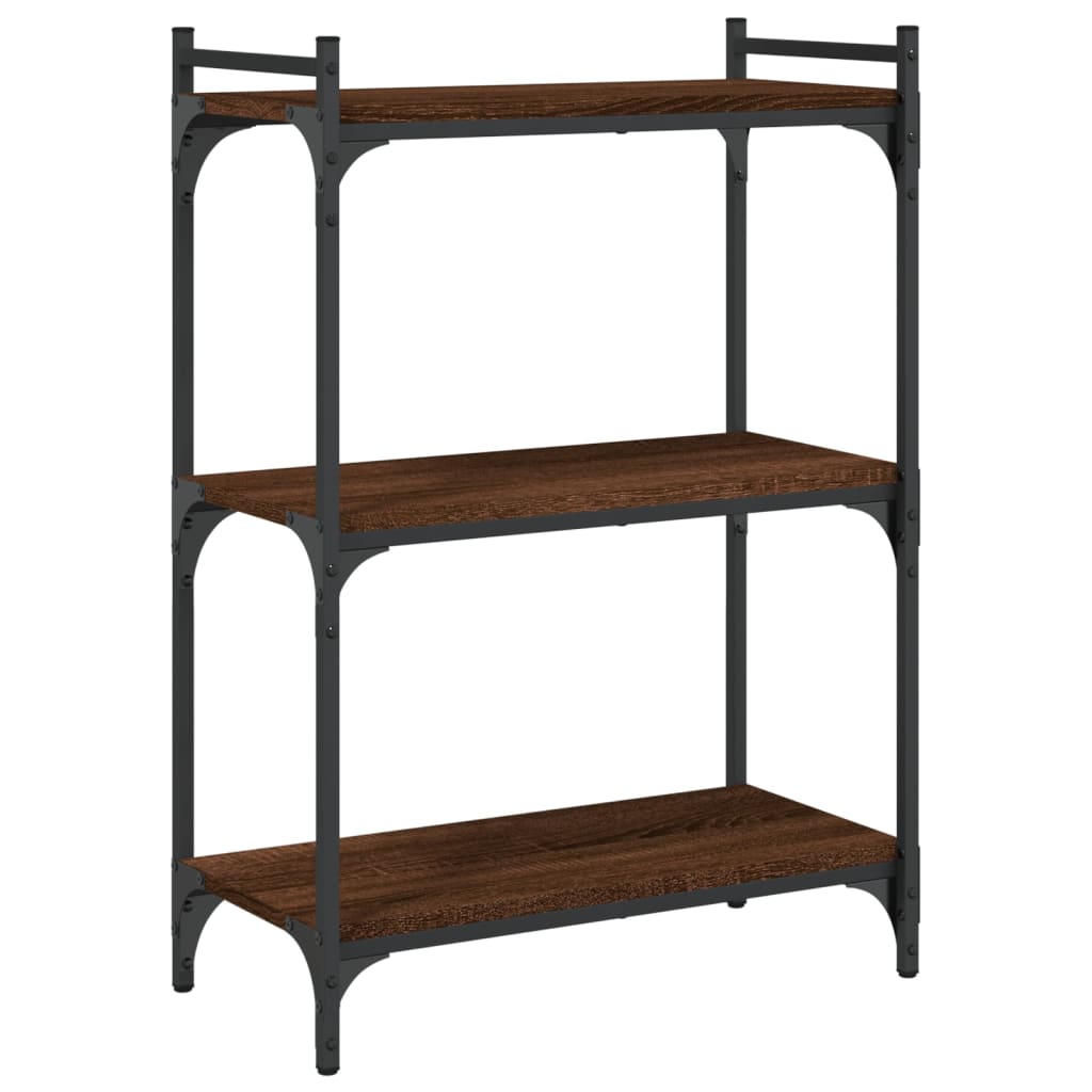 Bookcase 3-Tier Brown Oak 60x30x86 cm Engineered Wood