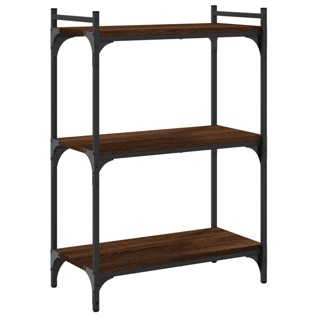 Bookcase 3-Tier Brown Oak 60x30x86 cm Engineered Wood