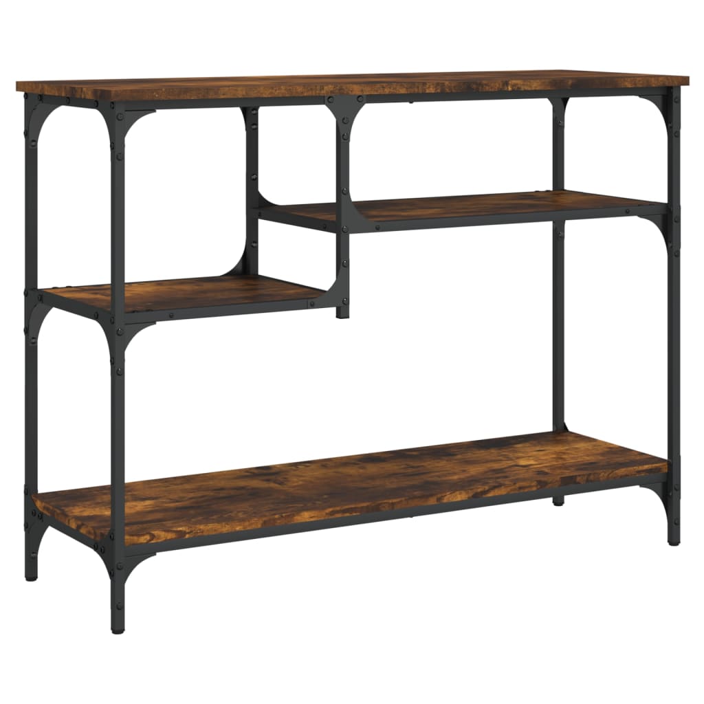 Console Table with Shelves Smoked Oak 100x35x75 cm