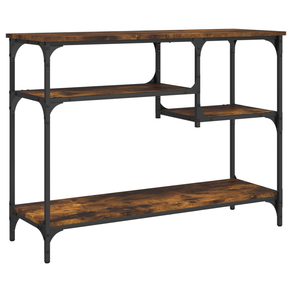Console Table with Shelves Smoked Oak 100x35x75 cm