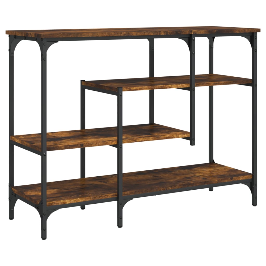 Console Table with Shelves Smoked Oak 100x35x75 cm