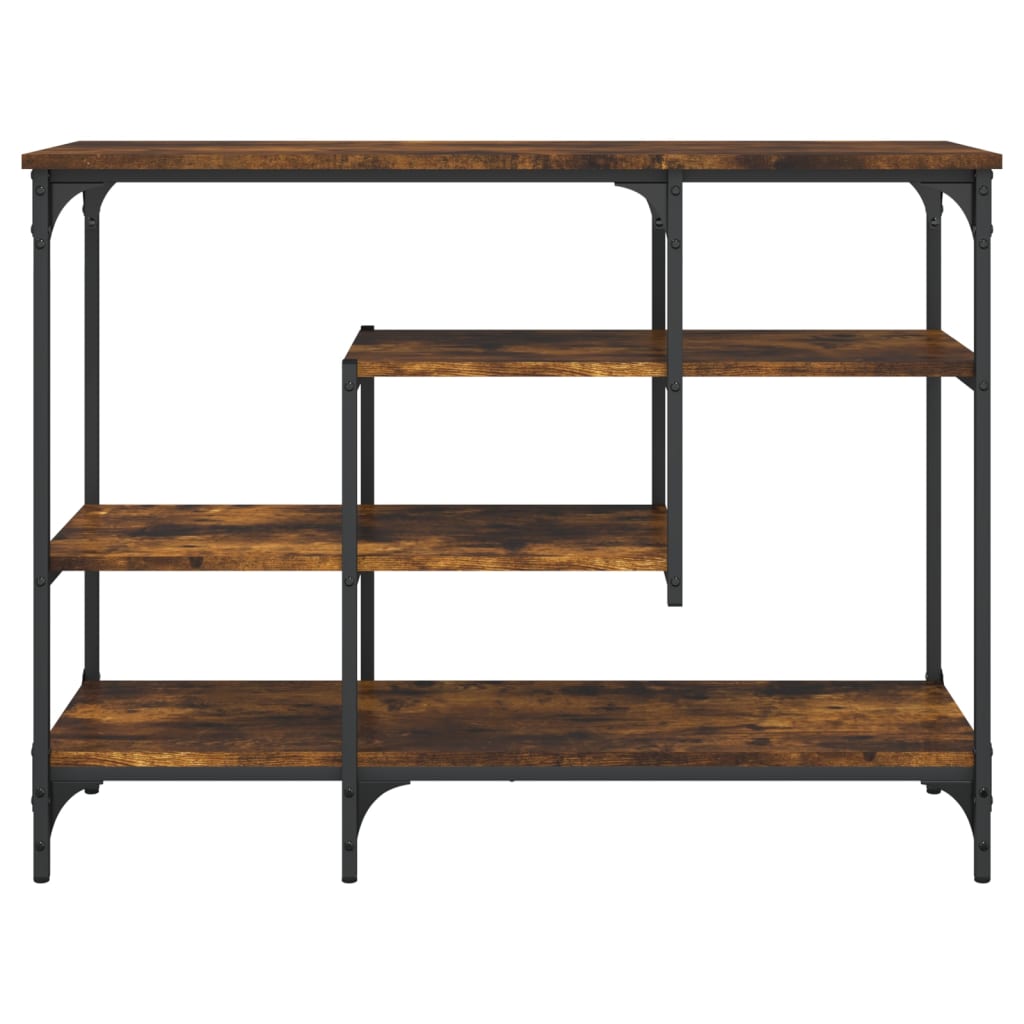 Console Table with Shelves Smoked Oak 100x35x75 cm