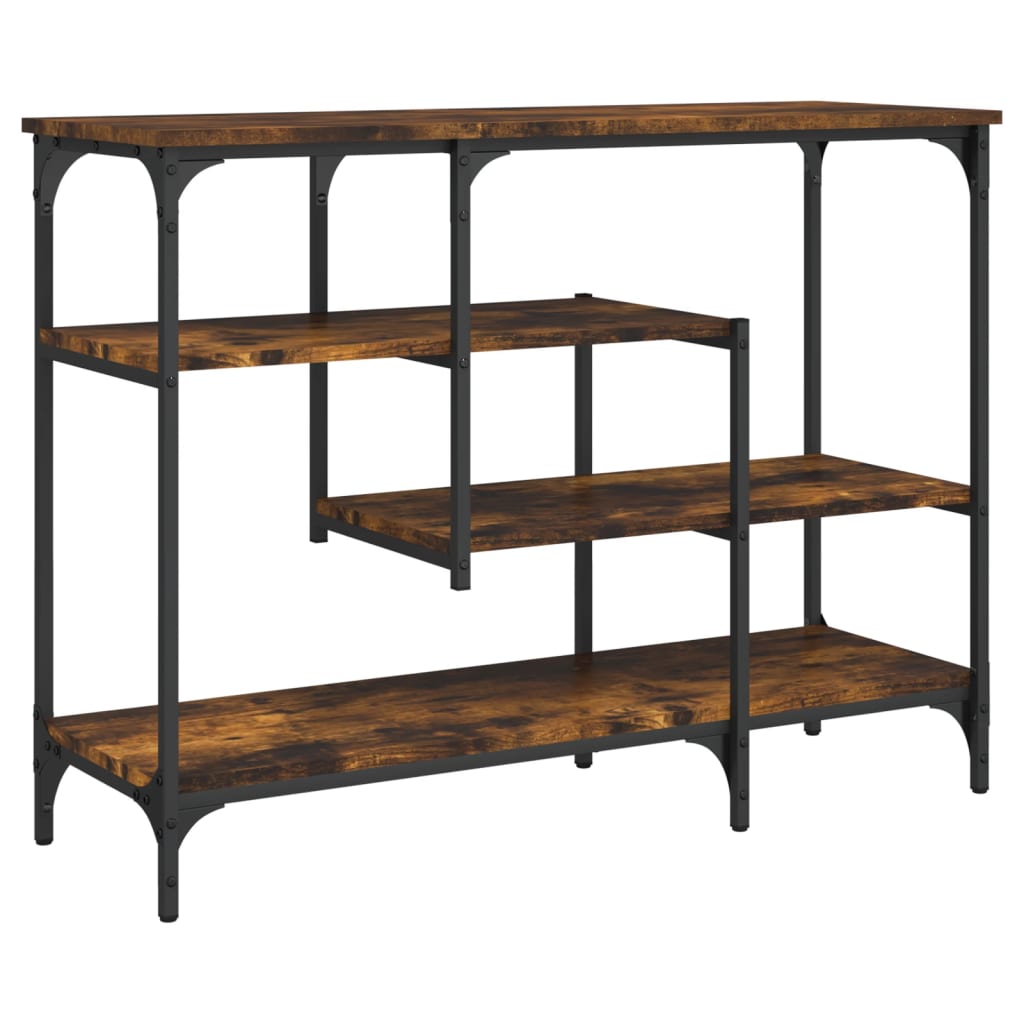 Console Table with Shelves Smoked Oak 100x35x75 cm