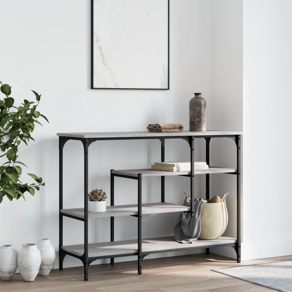 Console Table with Shelves Grey Sonoma 100x35x75 cm