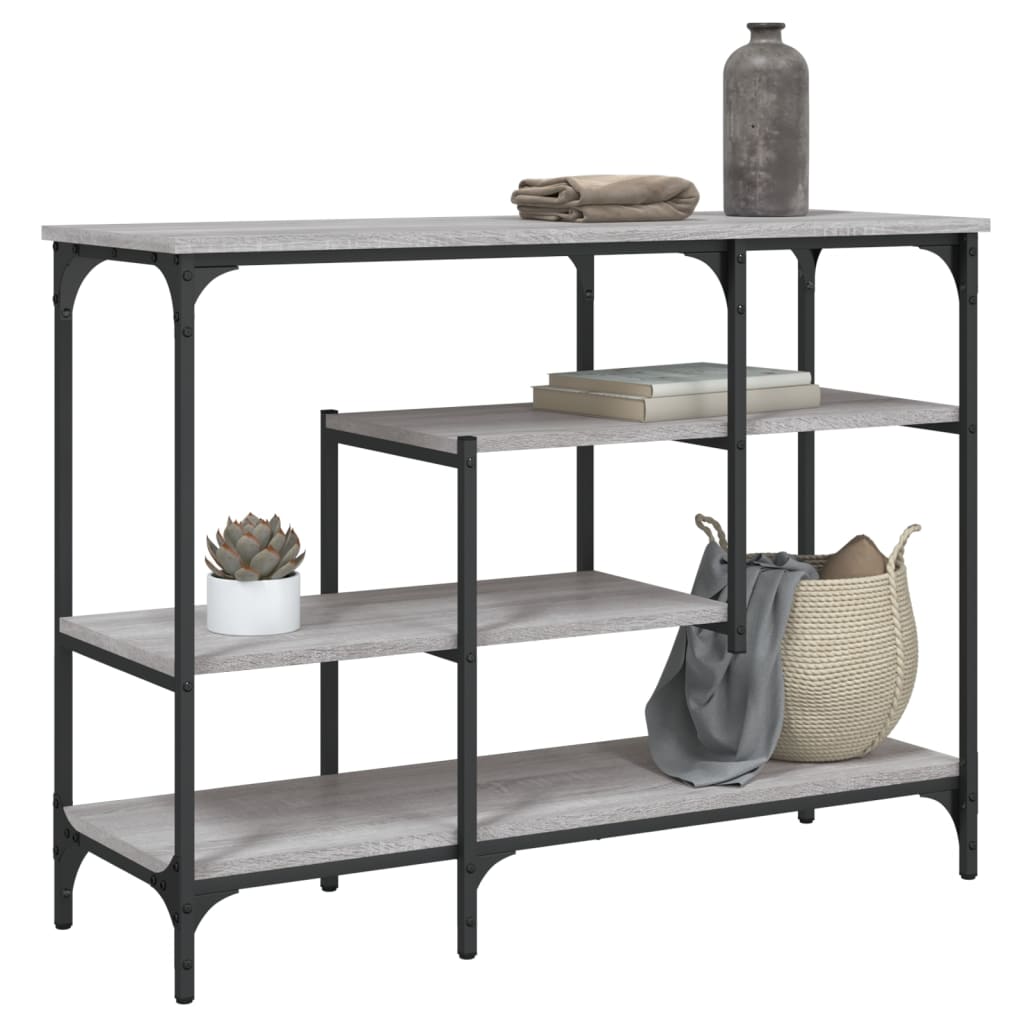 Console Table with Shelves Grey Sonoma 100x35x75 cm
