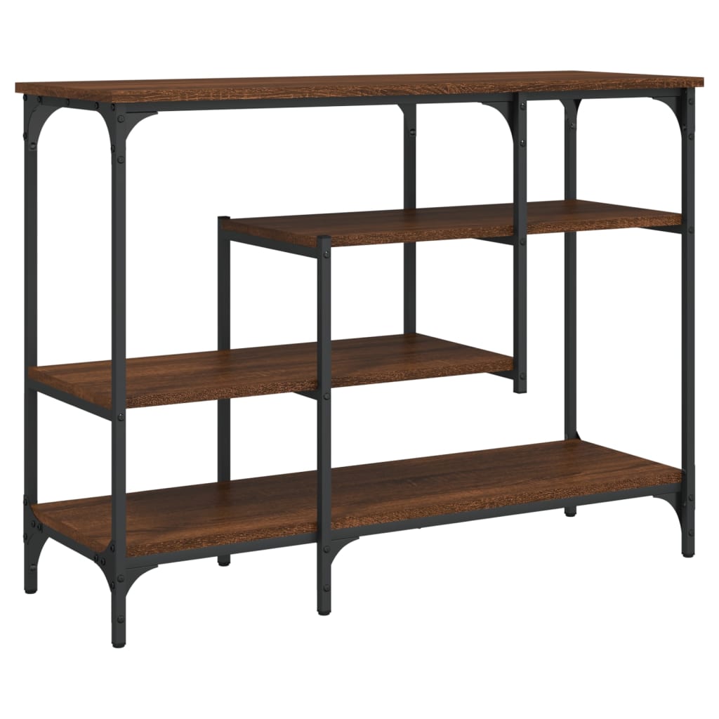 Console Table with Shelves Brown Oak 100x35x75 cm