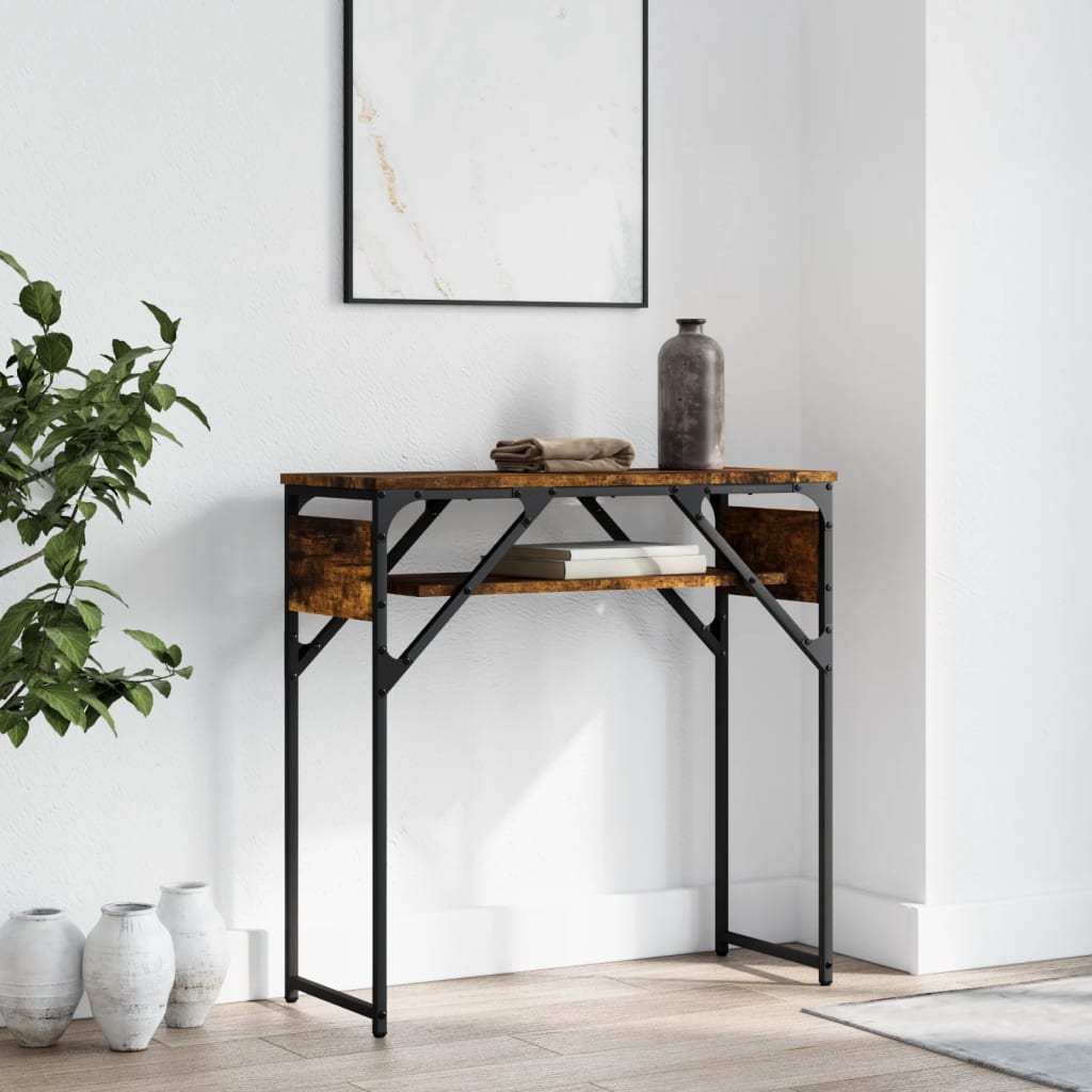 Console Table with Shelf Smoked Oak 75x30x75cm Engineered Wood