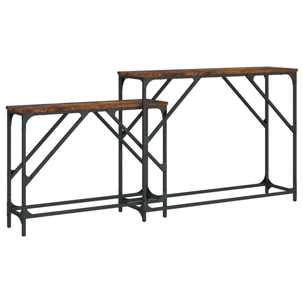 Nesting Console Tables 2 pcs Smoked Oak Engineered Wood