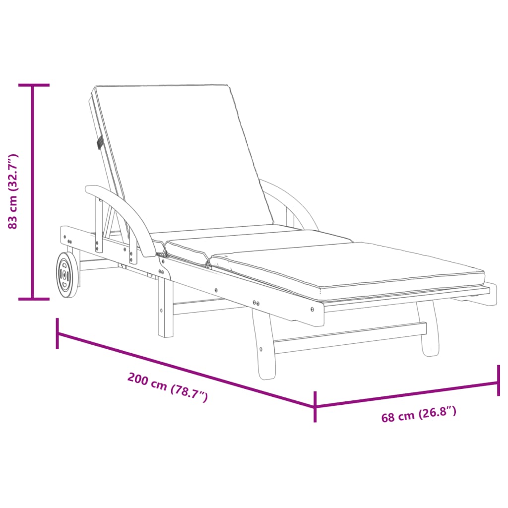 Sun Loungers 2 pcs with Cushions 200x68x83 cm Solid Wood Acacia