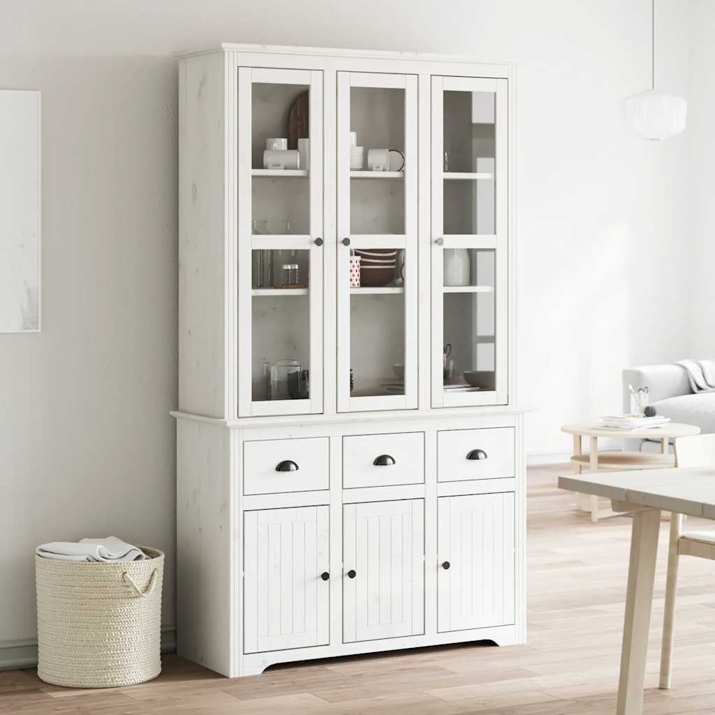 Highborad "BODO" White 115.5x43x200.5 cm Solid Wood Pine