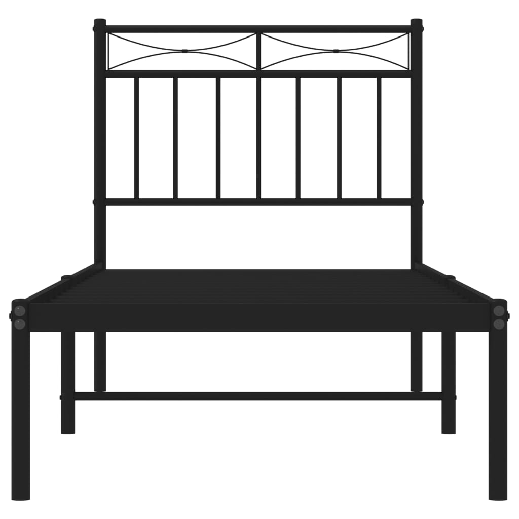 Metal Bed Frame without Mattress with Headboard Black 80x200cm
