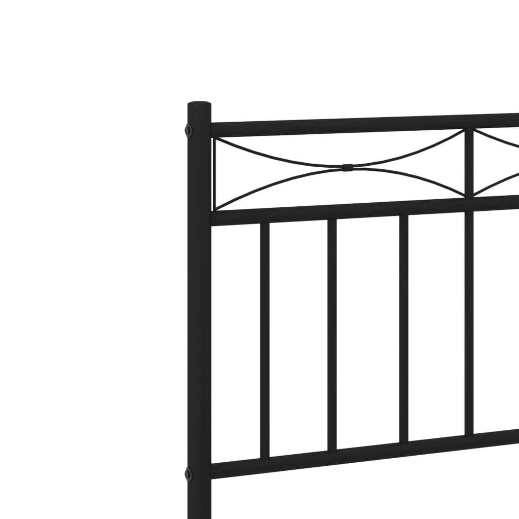Metal Bed Frame without Mattress with Headboard Black 80x200cm