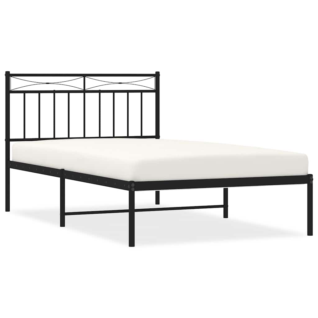 Metal Bed Frame without Mattress with Headboard Black 100x200cm