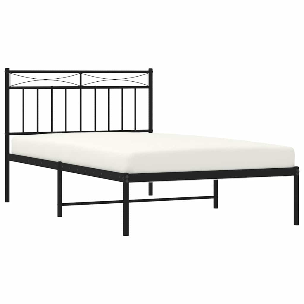 Metal Bed Frame without Mattress with Headboard Black 100x200cm