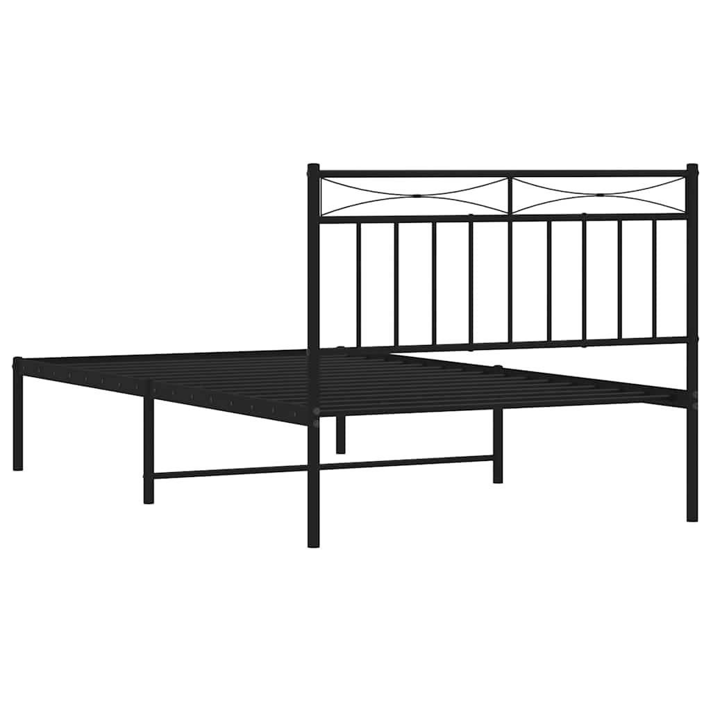 Metal Bed Frame without Mattress with Headboard Black 100x200cm