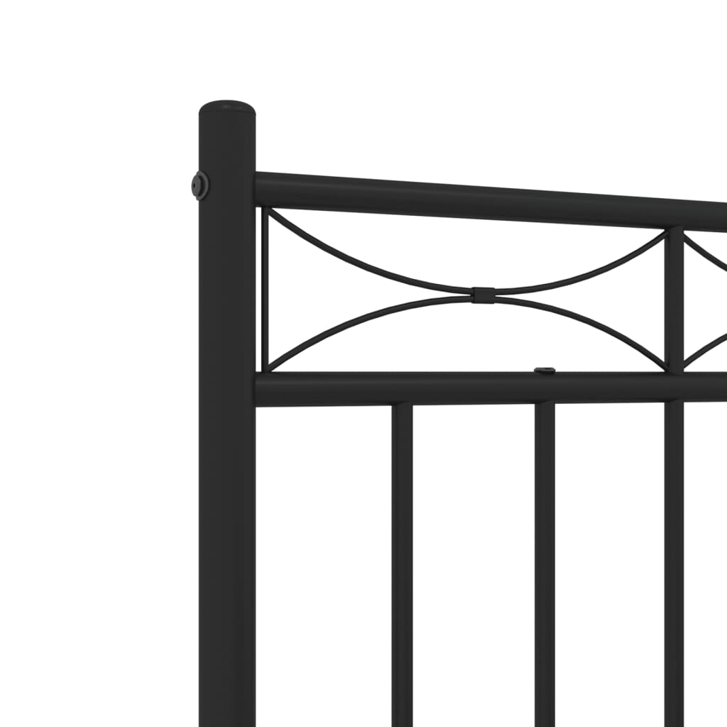 Metal Bed Frame without Mattress with Headboard Black 120x190cm