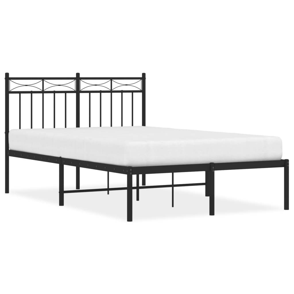 Metal Bed Frame without Mattress with Headboard Black 120x200cm