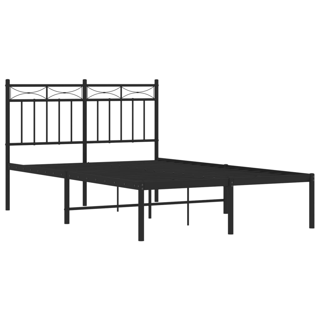 Metal Bed Frame without Mattress with Headboard Black 120x200cm