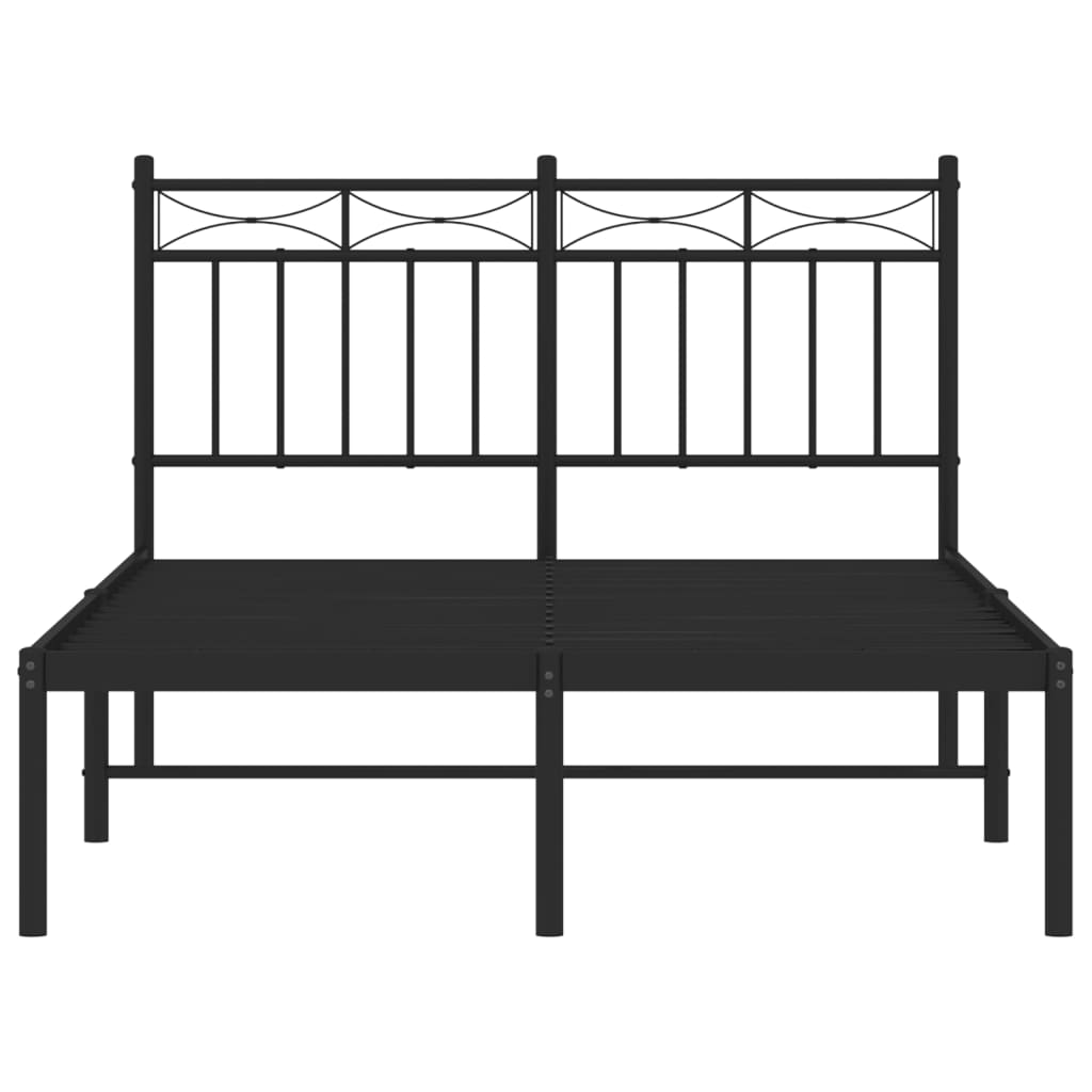 Metal Bed Frame without Mattress with Headboard Black 120x200cm