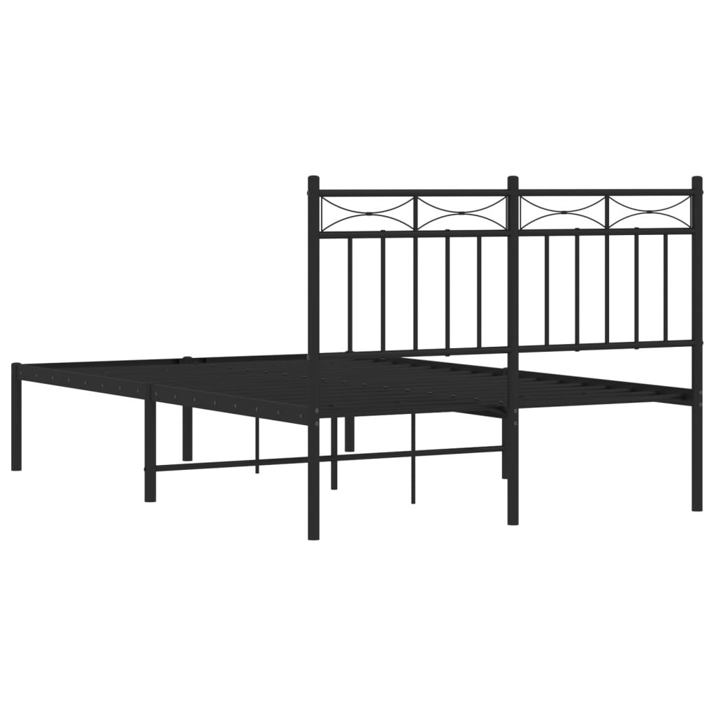 Metal Bed Frame without Mattress with Headboard Black 120x200cm