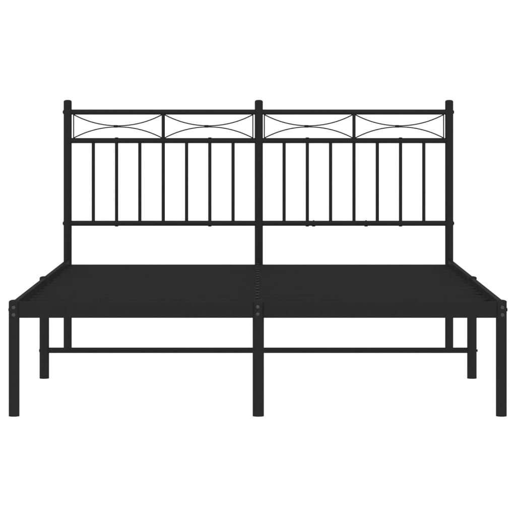 Metal Bed Frame without Mattress with Headboard Black 140x190cm