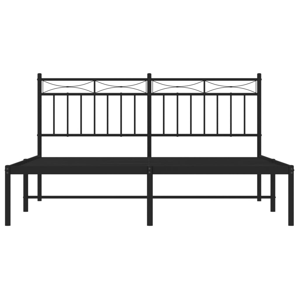 Metal Bed Frame without Mattress with Headboard Black 160x200cm