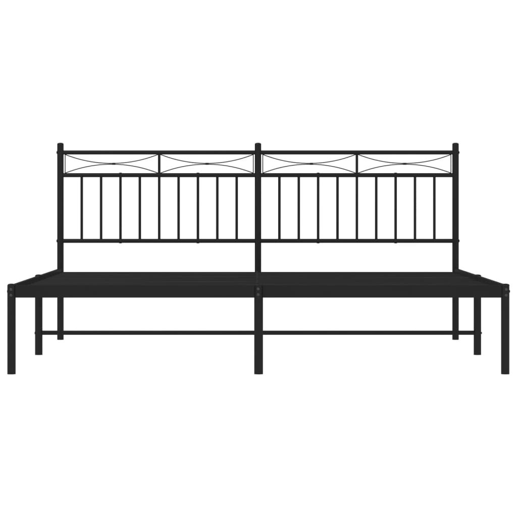 Metal Bed Frame without Mattress with Headboard Black 180x200cm