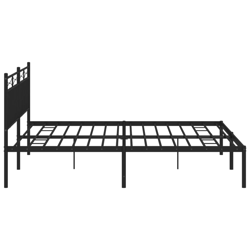 Metal Bed Frame without Mattress with Headboard Black 180x200cm