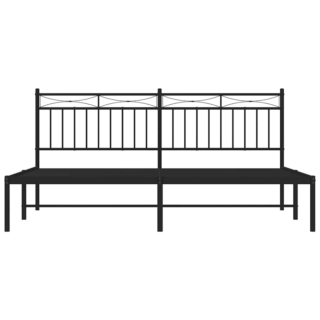 Metal Bed Frame without Mattress with Headboard Black 183x213cm