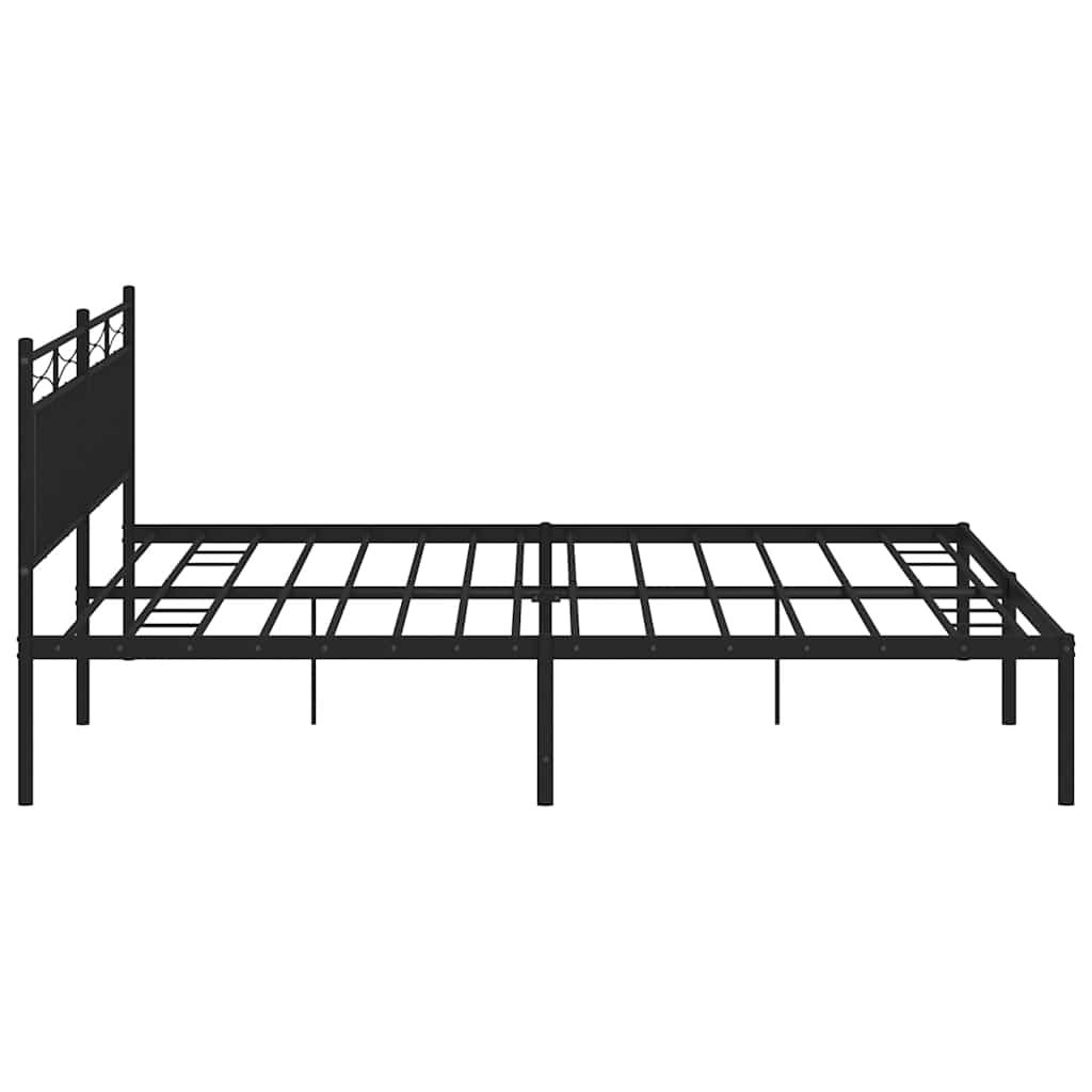 Metal Bed Frame without Mattress with Headboard Black 193x203cm