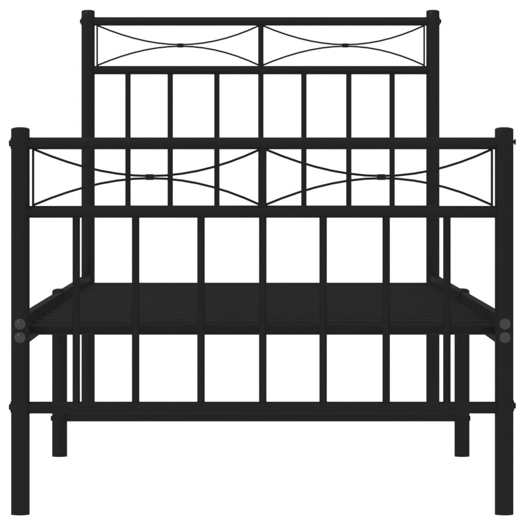 Metal Bed Frame without Mattress with Footboard Black 80x200cm